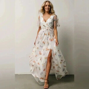 Baltic Born Marseille Embossed Maxi Dress, Meadow Floral, Size Small